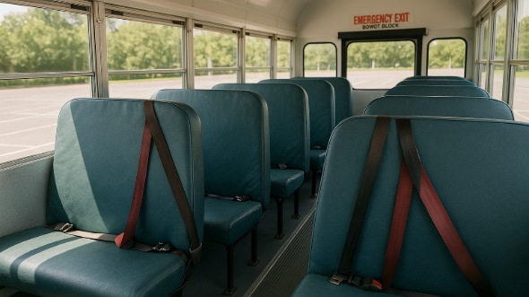 Interior of Charter Bus Company Gloucester's School Bus in Gloucester