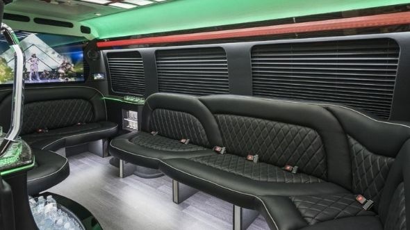 Interior of Charter Bus Company Gloucester's Sprinter Limo in Gloucester