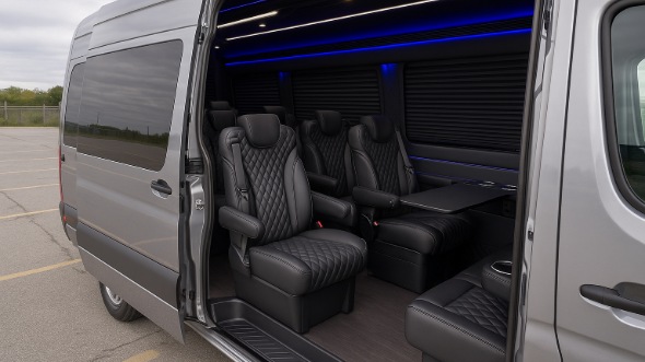 Interior of Charter Bus Company Gloucester's Sprinter Van Rental With Driver in Gloucester